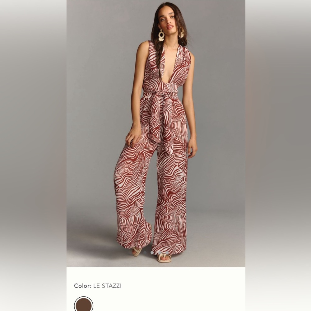 FAITHFULL VACANZA PLUNGE V-NECK WIDE-LEG JUMPSUIT